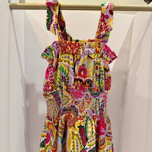 Chelsea & Violet Girls Paisley Dress Size S Smocked Waist Tie Strap Sundress